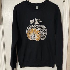 Black Sweatshirt with Pumpkin Design